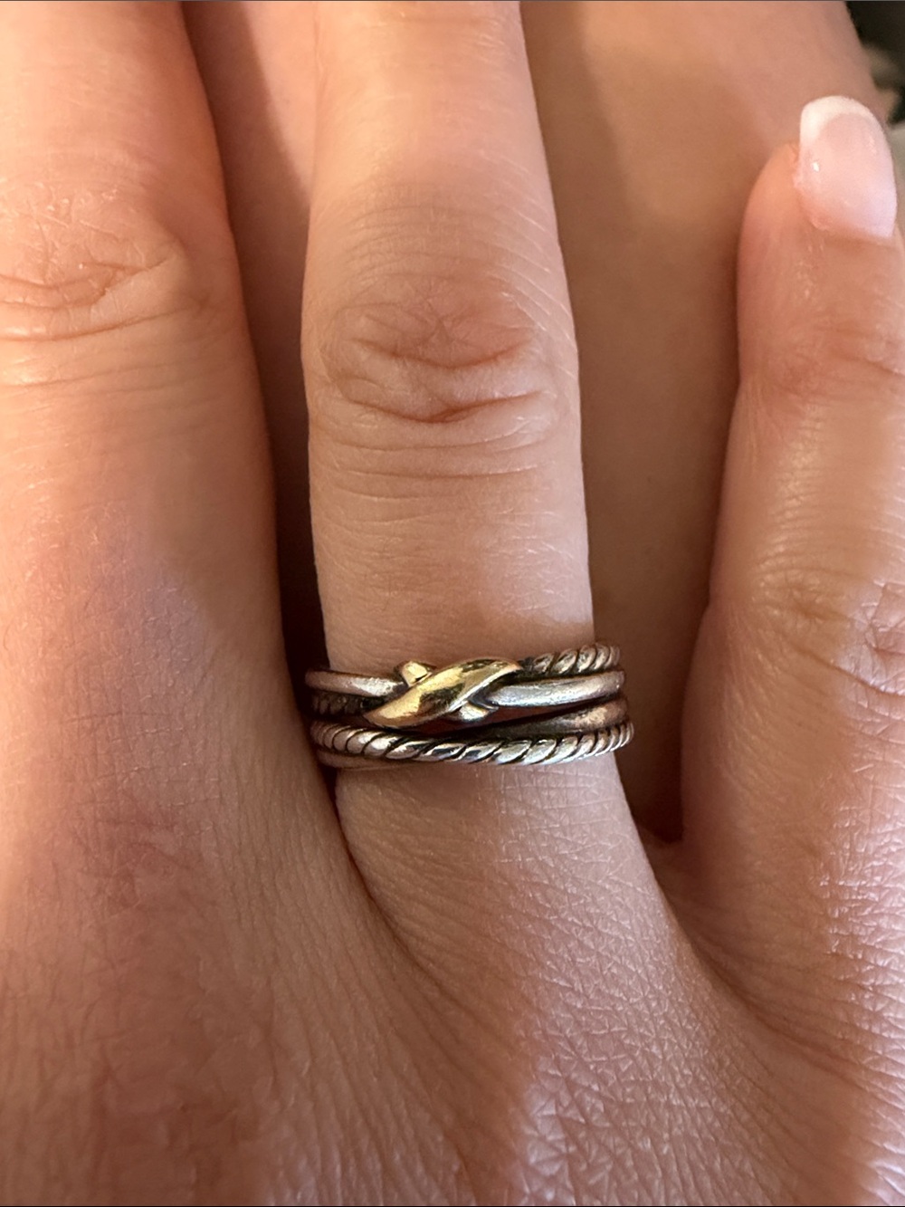 Stacked Knot Band Ring in Silver